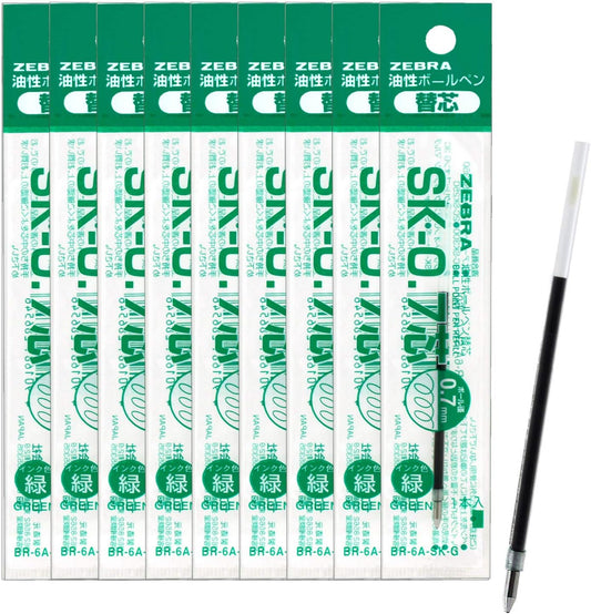 Zebra B-BR-6A-SK-R Clip-on Oil-Based Ballpoint Pen Refill, SK-0.7 Core, Red, 10 Pieces