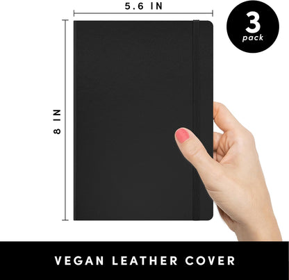 PAPERAGE Lined Journal Notebook, (Black), 160 Pages, Medium 5.6 in x 8 in - 100 GSM Thick Paper – Hardcover Journaling Notebook for Work, School & Note Taking