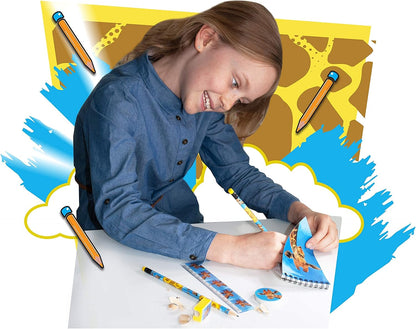 Deluxebase Wild Stationery Set - Dolphin from Animal Stationery Sets with 2 Pencils, Eraser, Pencil Sharpener, Ruler & Cute Notebook. Ideal Office Supplies, Desk Accessories & College Essentials.