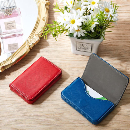 Outus 2 Pcs Business Card Holder, PU Leather Business Card Case Pocket Wallet with Magnetic Shut for Valentines Gift Adult(Black and Coffee)