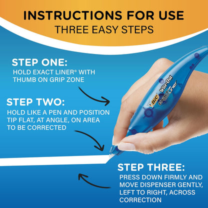 BIC Wite-Out Mini Correction Tape, White, No Dry Time, Long Lasting, 12-Count