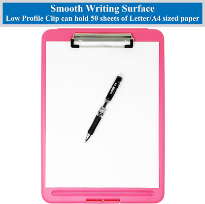 Think2Master Black Plastic Storage Clipboard. | 25% Heavier & 25% Sturdier| Heavy Duty and Won’t Flex or Bend Like Other Brands (Compare The Weight). Storage Compartment Holds 150 Letter Sized Paper.