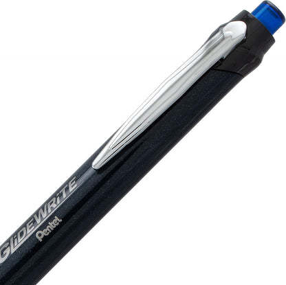 Pentel Glidewrite Signature Ballpoint Pen, (1.0mm) Medium, White Barrel, Blue Ink, Pack of 3 (BX930WBP3C)