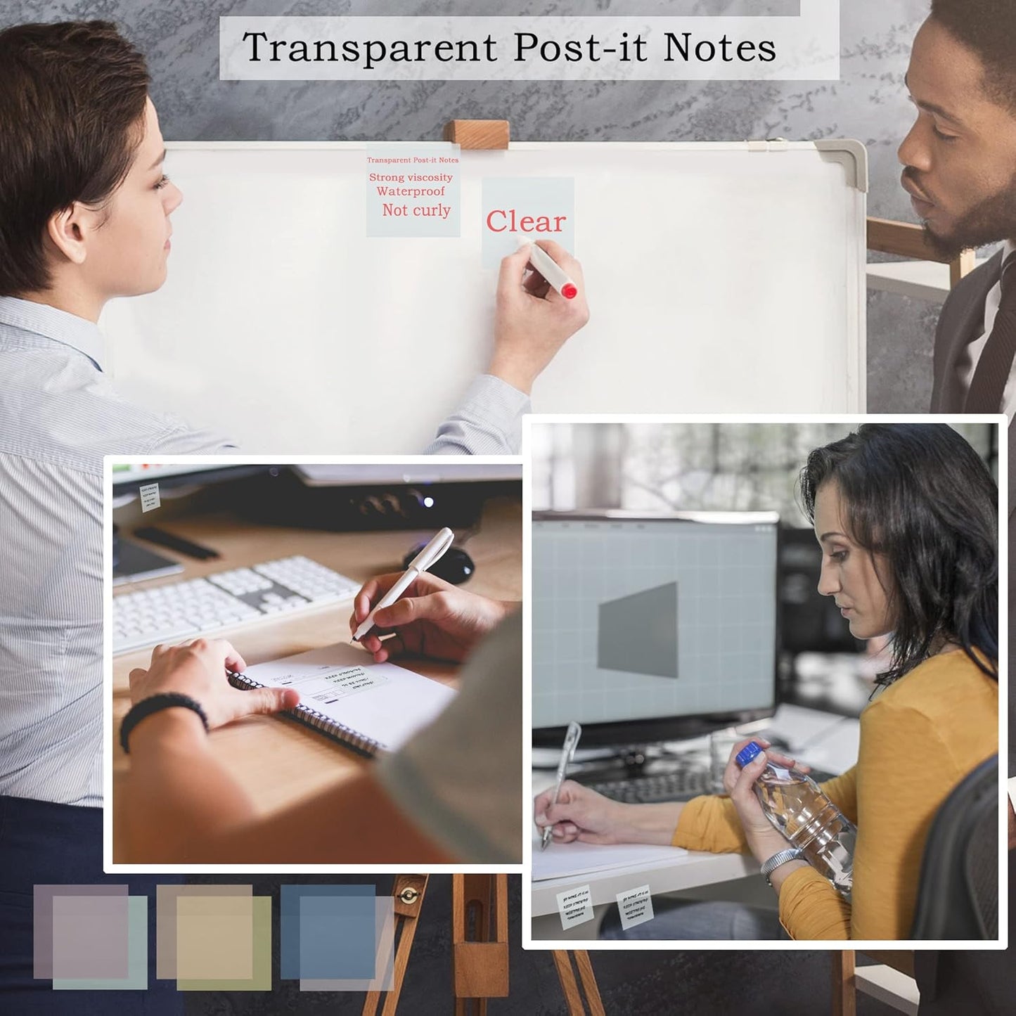 YOUDEFUL 1600pcs Translucent Sticky Note Tabs, Morandi Page Markers for Annotating Books,Repositionable Book Flags Tabs Strip with Binders, Clear Sticky Notes,Page Tabs,Index Tabs