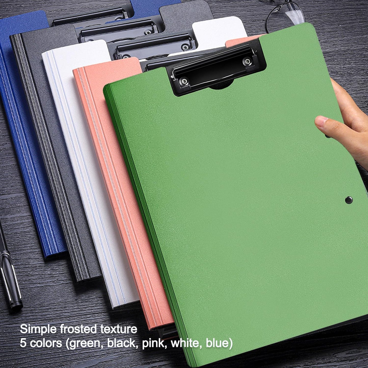 Clipboard Folder, A4 Foldable Clipboards, Office Clipboard Folder with Double Clips Metal Clip, 360 Degree Foldable Storage Clipboards for Office, School or Medical Field, Blue