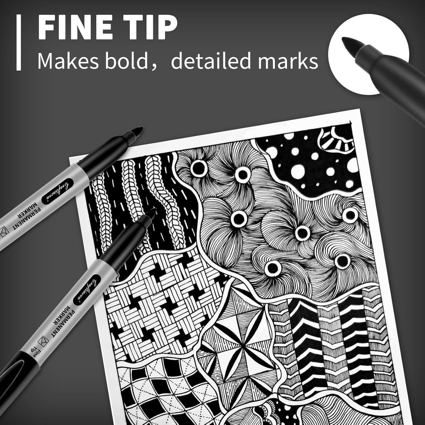 Black Ultra Fine Point Permanent Markers, Extra Fine Tip, Quick Drying and Waterproof, Fade Resistant Perfect on Paper, Glass, Metal, Plastic, Wood, Office & School Use, 30 Pack
