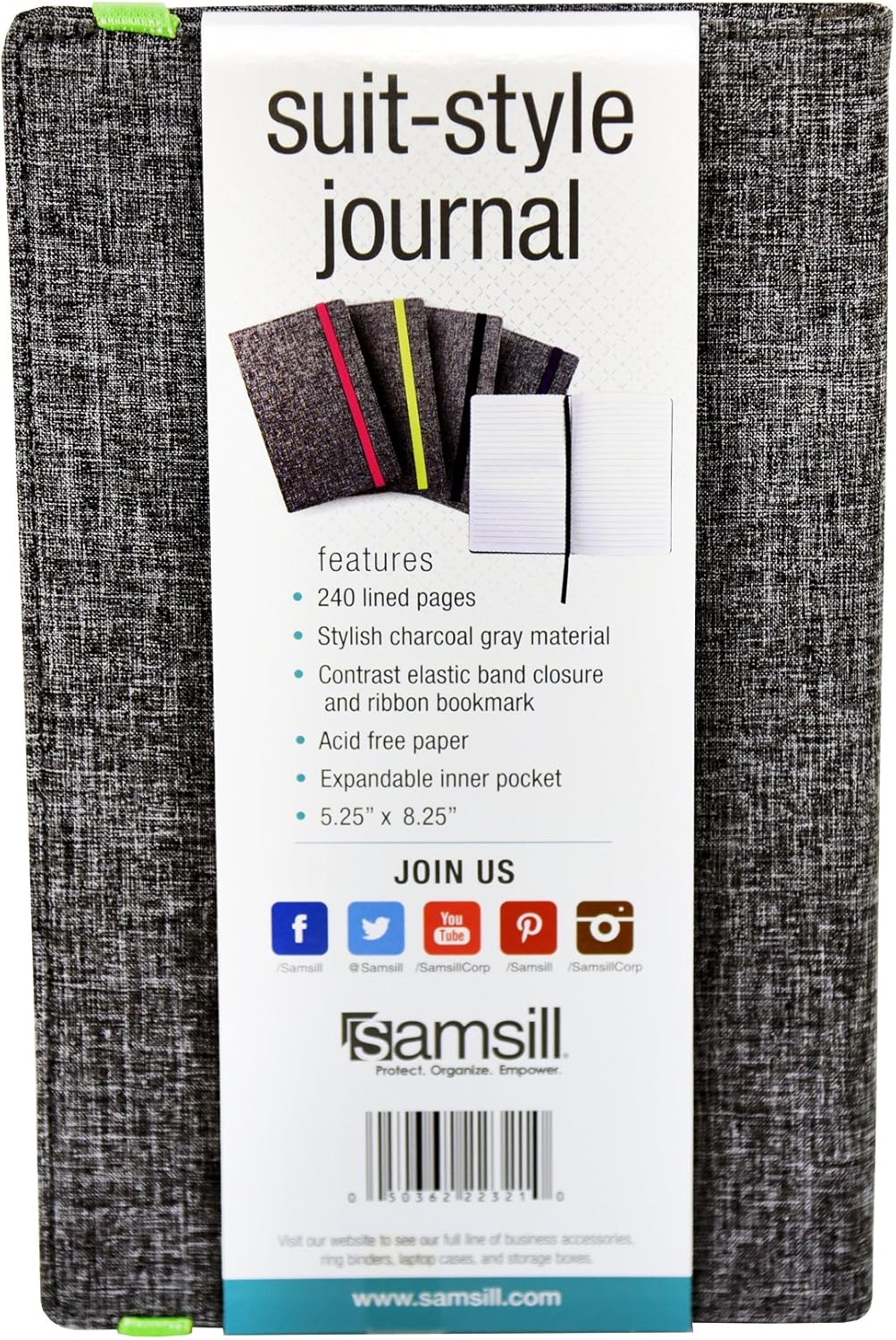 Samsill Large Hardcover Notebook, 240 Lined Notebook Pages, Black, 7.5 x 10 Inch