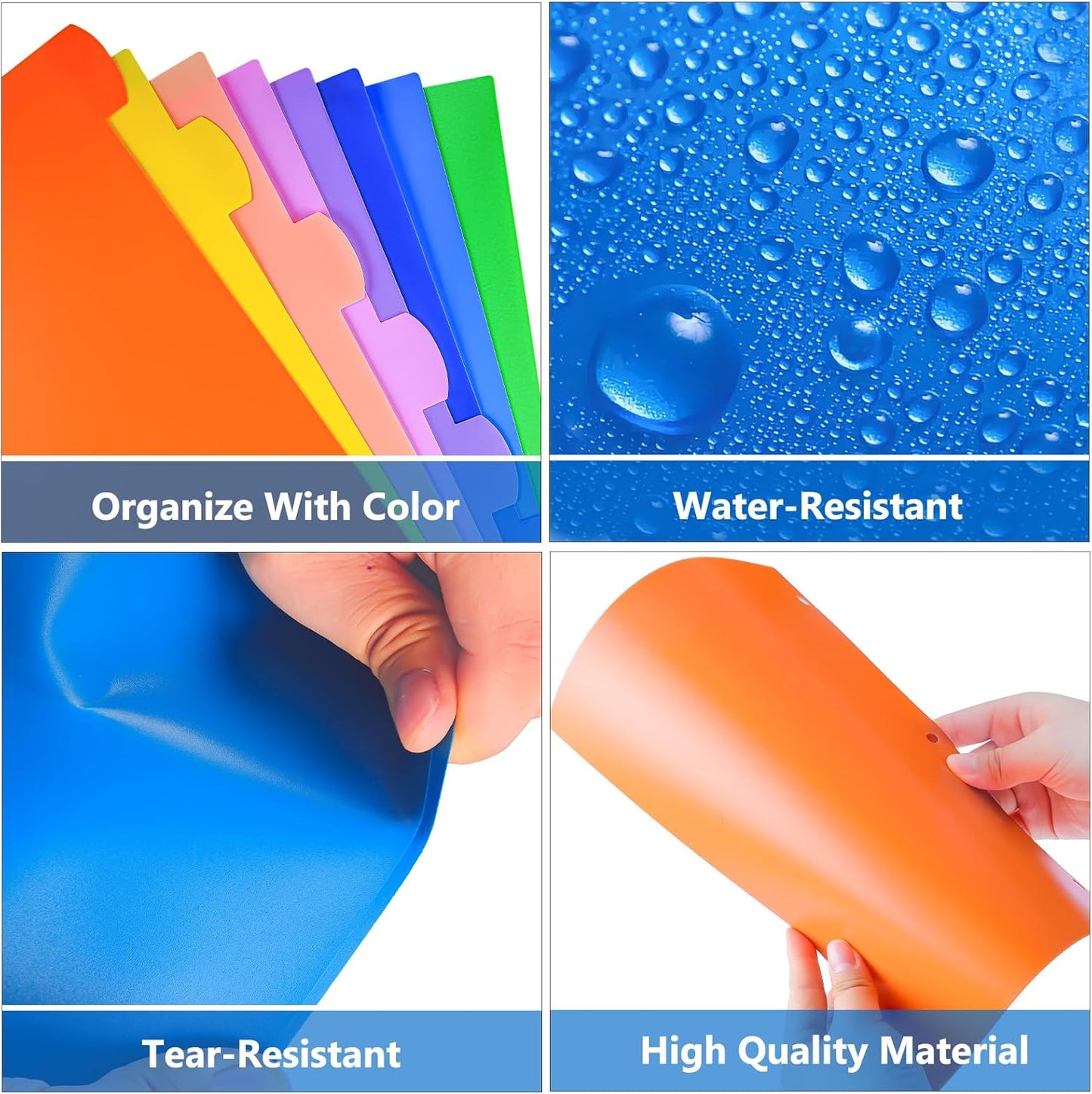 HABGP 96Pcs/12 Set 8 Tab Dividers for 3 Ring Binder, Colorful 3 Ring Binder Dividers with Tabs, 96 Pcs Page Folder Dividers, Plastic Tabbed File Dividers with Tabs, Three Ring Binder Index Dividers