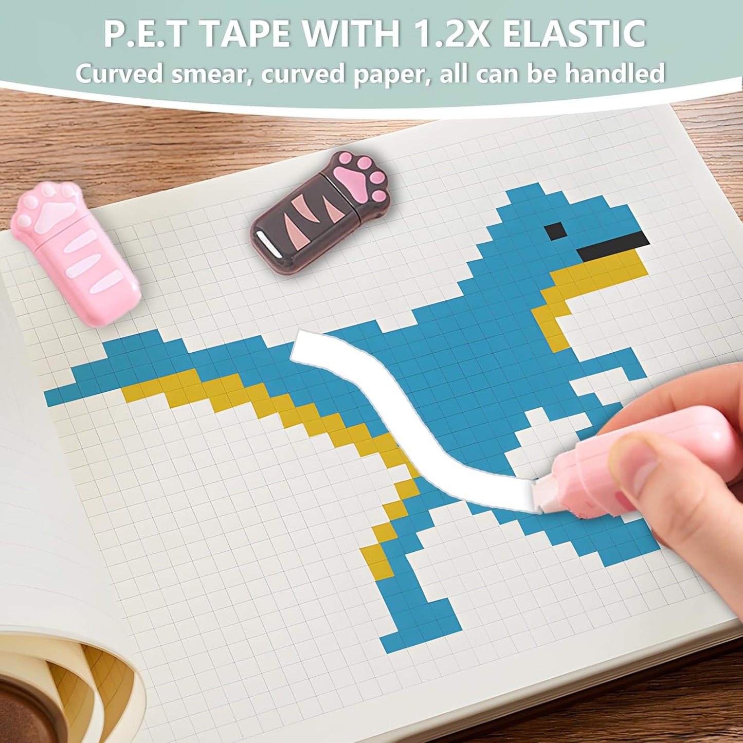 white Corrcetion Tape,4 Pcs Mini Japan Corrcetion Tape Pen,with Easy to Use Kawaii Cat Applicator,Cute Stationery Set Kawaii Birthday Gifts set for Back to School Supplies