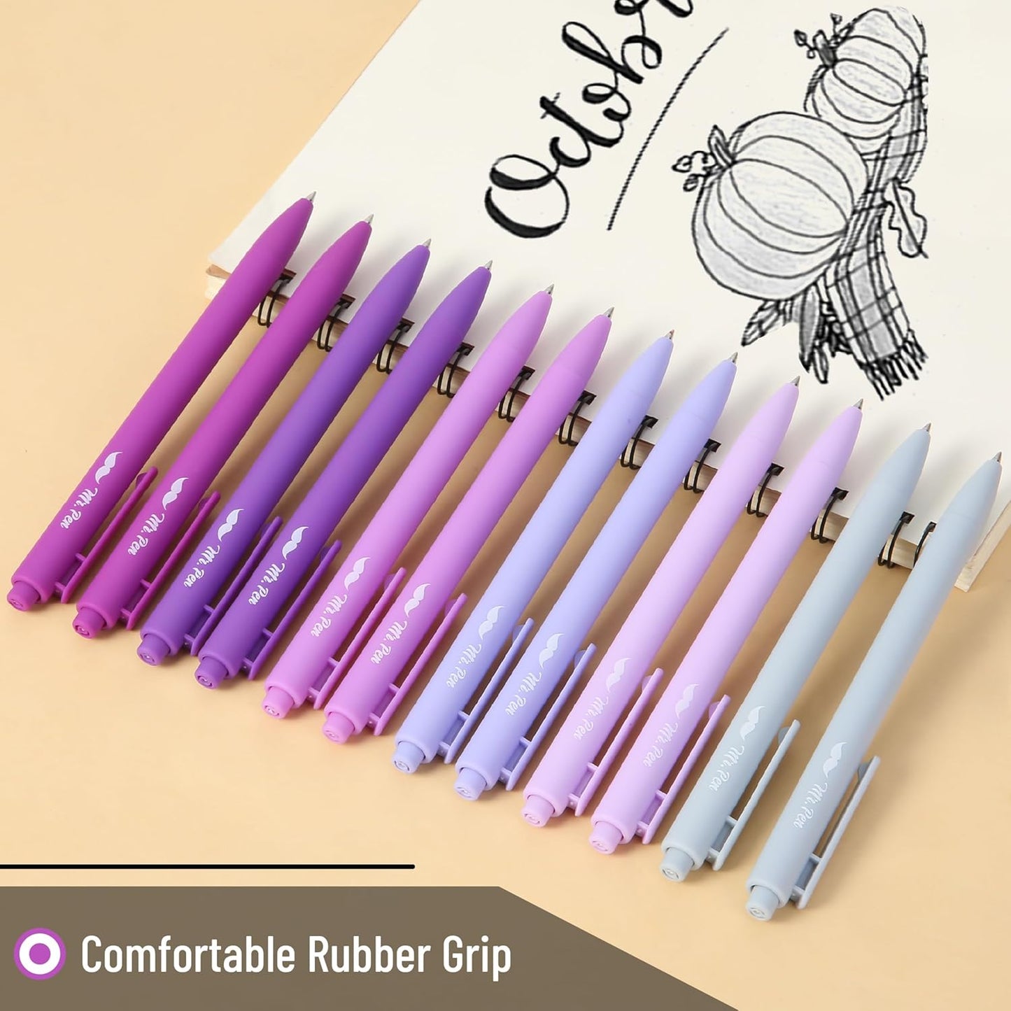 Mr. Pen- Retractable Gel Pens, 12 Pack, Colorful Ink, Fine Point 0.7mm, Fast Dry, Smooth Writing, Cute Pens for Drawing, Writing Planner and School Supplies