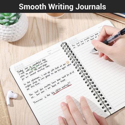 EUSOAR Spiral Notebook, A5 12packs 5.5"X8.3" 120 Pages Lined Travel Writing Notebooks Journal, Memo Notepad Sketchbook, Students College Office Business Subject Diary Ruled Book Journal-Black Cover