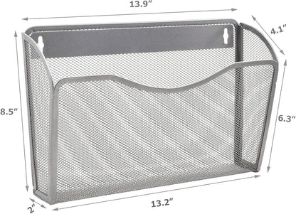 EASEPRES 3 Single Pocket Mesh Hanging File Organizer, Vertical Wall Mounted Magazine File Holder, Mount Basket Mail Paper Document Folder Organizing for Office, Home and School, Black