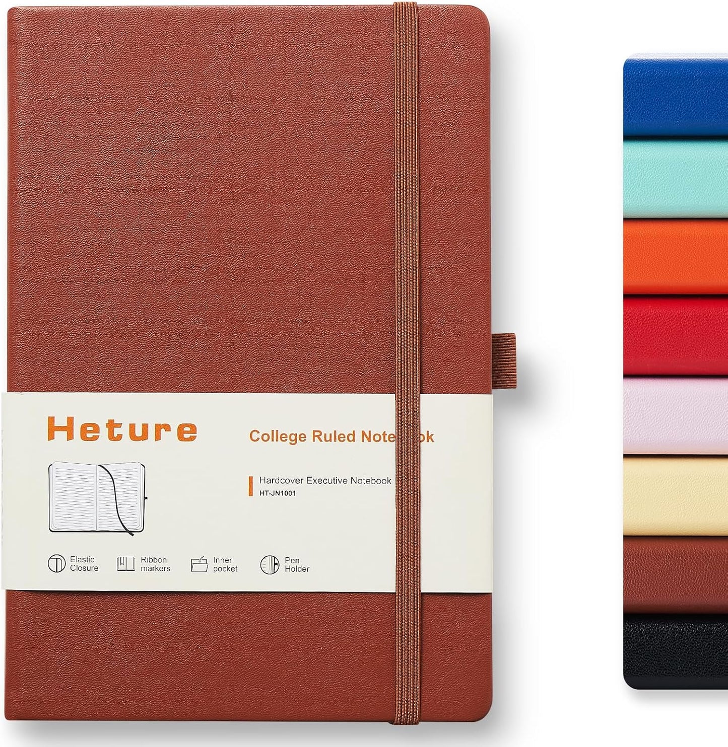Heture 8 Pack Lined Journal Notebooks,A5 Hardcover Notebooks, 5.5 x 8.3 inch, 100GSM, 160 Pages, Classic College Ruled Notebooks for Writing/Work/Travel/College (Black)
