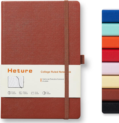Heture 8 Pack Lined Journal Notebooks,A5 Hardcover Notebooks, 5.5 x 8.3 inch, 100GSM, 160 Pages, Classic College Ruled Notebooks for Writing/Work/Travel/College (Black)