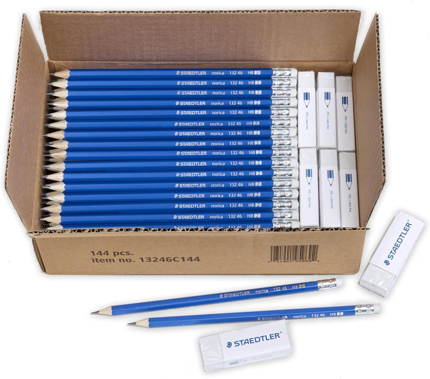 STAEDTLER Norica #2 HB Wood-Cased Pencil Set: 18 Pre-Sharpened Graphite Pencils with 1 Eraser & 1 Sharpener, Break-Resistant Lead, For Writing & Drawing, Blue, Ideal for Classroom, Home & Office