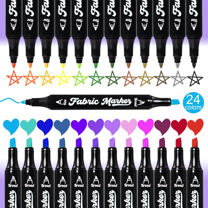 Reaeon Black Fabric Markers, Dual Tip Fabric Paint Markers, Permanent Fabric Pens for Clothes, T Shirts, Canvas, Bags (6pack)