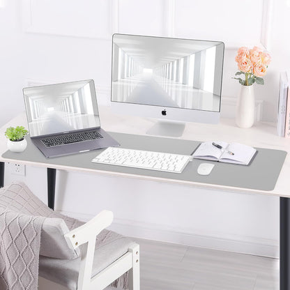 Large Desk Mat 47.2" x 17" Leather Desk Pad Protector with Natural Cork & PU Leather, Non-Slip Office Desk Mat, Large Mouse Pad, Waterproof Desk Blotter pad for Office&Home(Black)