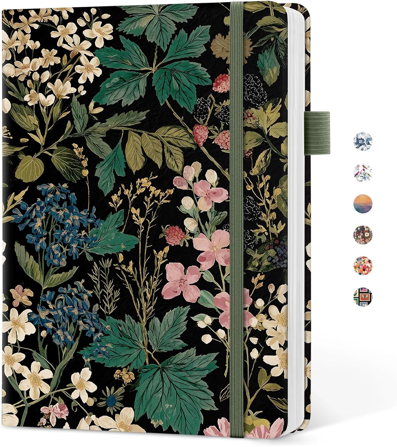 Taja Pretty Lined Journal for Women, Aesthetic Cute Hardcover Leather Journal for Writing, A5 College Ruled Notebook for Work & Note Taking, Perfect for Office School Home, 160 Pages, Meadow Flowers