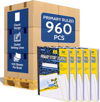 48 Pack - EPI Marble Hardcover Wide Ruled Composition Notebook | 200 Pages (100 Sheets), 9.75 x 7.5 in, Sturdy Sewn Binding | School, Office, Journaling, Notes