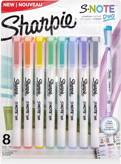 Sharpie S-Note Duo Dual-Ended Creative Highlighters 8/Pkg-Assorted Colors -2154173