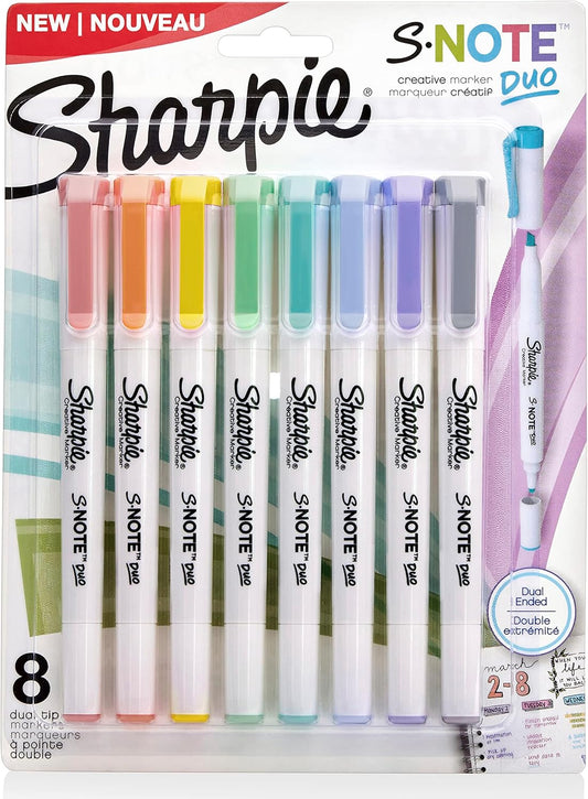 Sharpie S-Note Duo Dual-Ended Creative Highlighters 8/Pkg-Assorted Colors -2154173