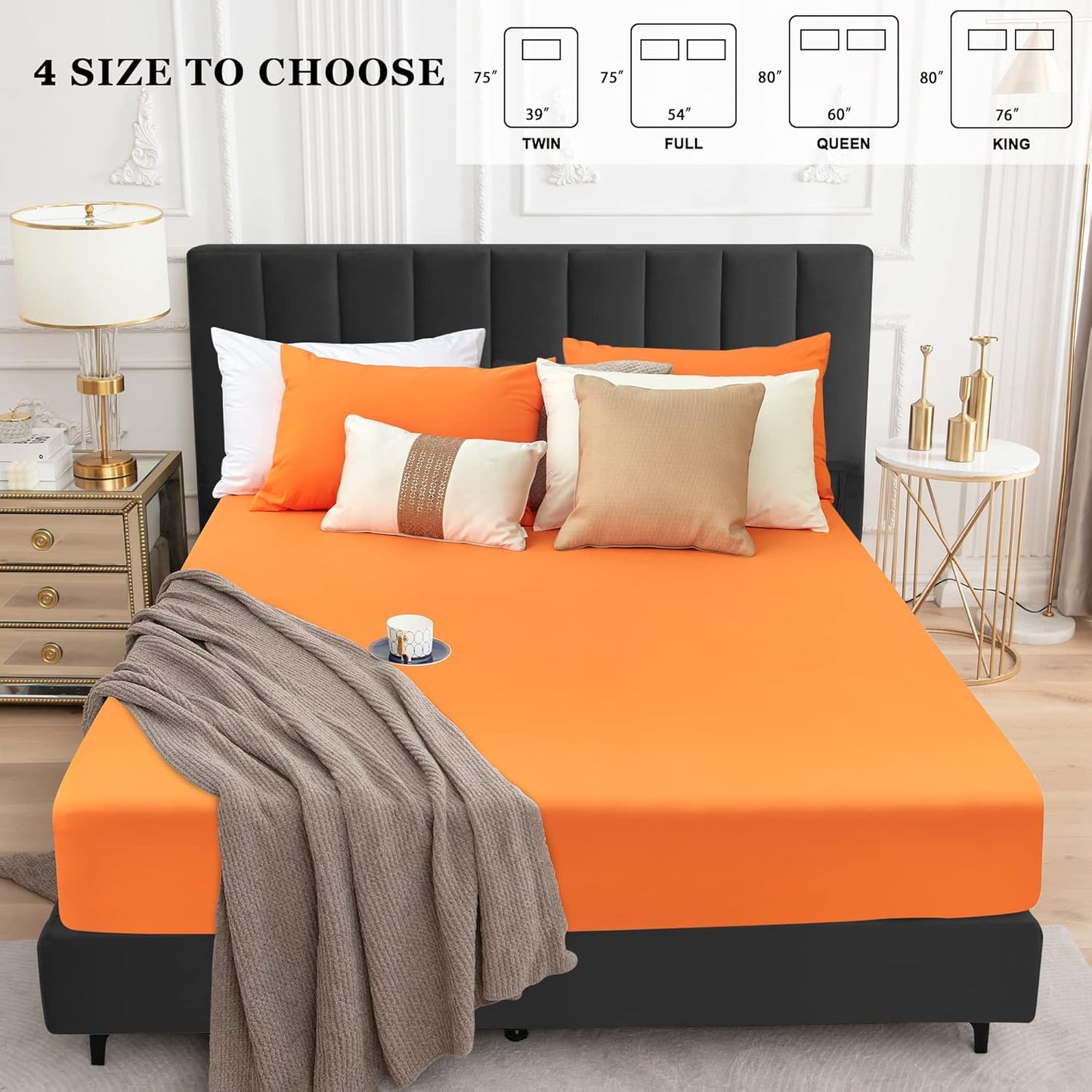Sufdari Mattress Protector,Waterproof 18" Deep Pocket Mattress Cover Fitted Sheet Style with Elastic Rubber Band,Washable and Easy Care-Black,Queen