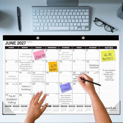GuassLee Desk Calendar 2026-2027 - 19 Months Academic Calendar 17" × 11.5" Desktop Calendar from Jun. 2026 to Dec. 2027 with Julian Date for Home School Office Desk Top Organizing