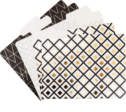 U Brands Fashion File Folders, 1/3-Cut Tabs in Assorted Positions, Letter Size, Office Supplies, 6 Count (Classic)