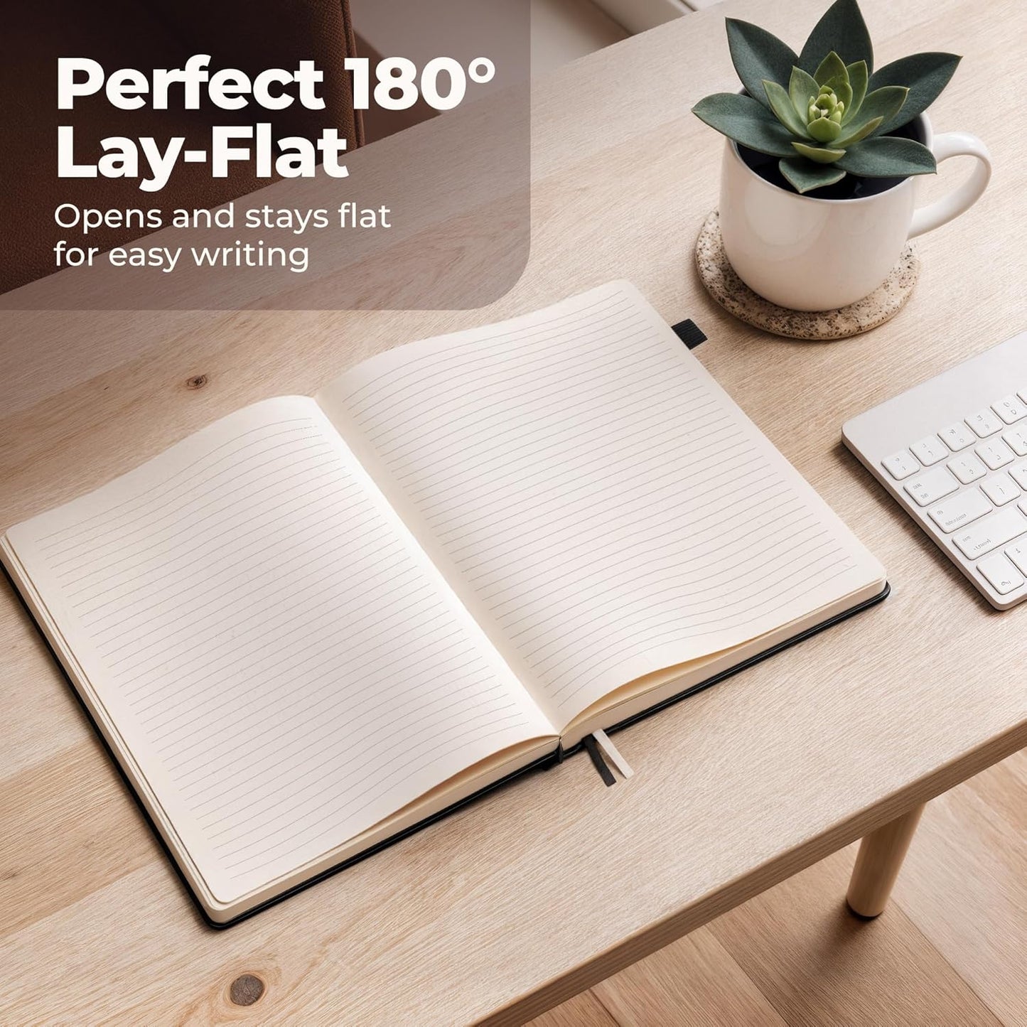 Classic Lined Journal Notebook 8.5x11" A4 Hardcover Leather - Brown - 200 Pages College Ruled Large with Sticky Tabs, Pockets, and Pen Loop for Writing and Journaling - Big Hardback Men and Women