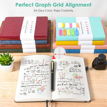5 Pack College Ruled Notebook, 312 Numbered Pages Thick Notebooks Bulk, 100gsm No Bleed Paper Hardcover Leather Journal, Lined Journal Notebook Set for Women Men School Office, A5, Multicolor