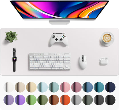 Aothia Non-Slip Waterproof PU Leather Desk Pad Protector for Mouse, Writing Desk, Office, Home, Laptop Blotter, 23.6" x 13.7", Black - Colors B
