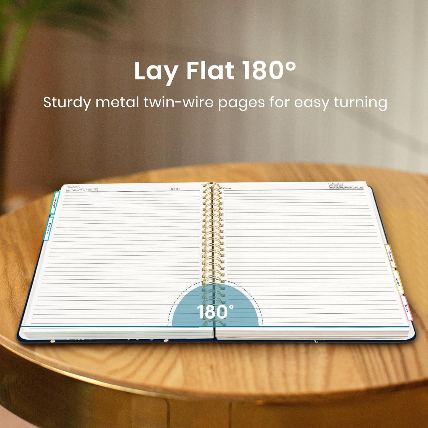 Large Lined Spiral Journal for Women Cute Hardcover 5 Subject Notebook for Work 8.5" x 11" with Removable Dividers & Tabs, College Ruled, 280 Pages Aesthetic Journal for Work, School & Note Taking, Garden of Whimsy