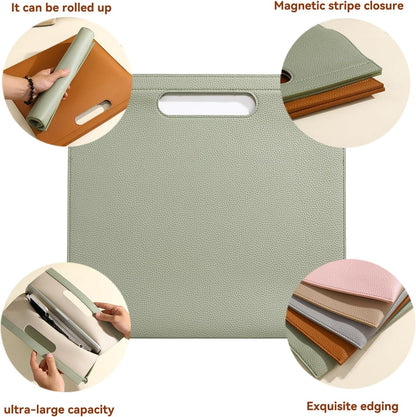 Premium PU Leather Waterproof File Folder & File Jackets & File Pockets Easy to Clean Document Organizer, Multi-Color Options, 13.34x12.56in, Ideal for Students & Professionals(Brown)