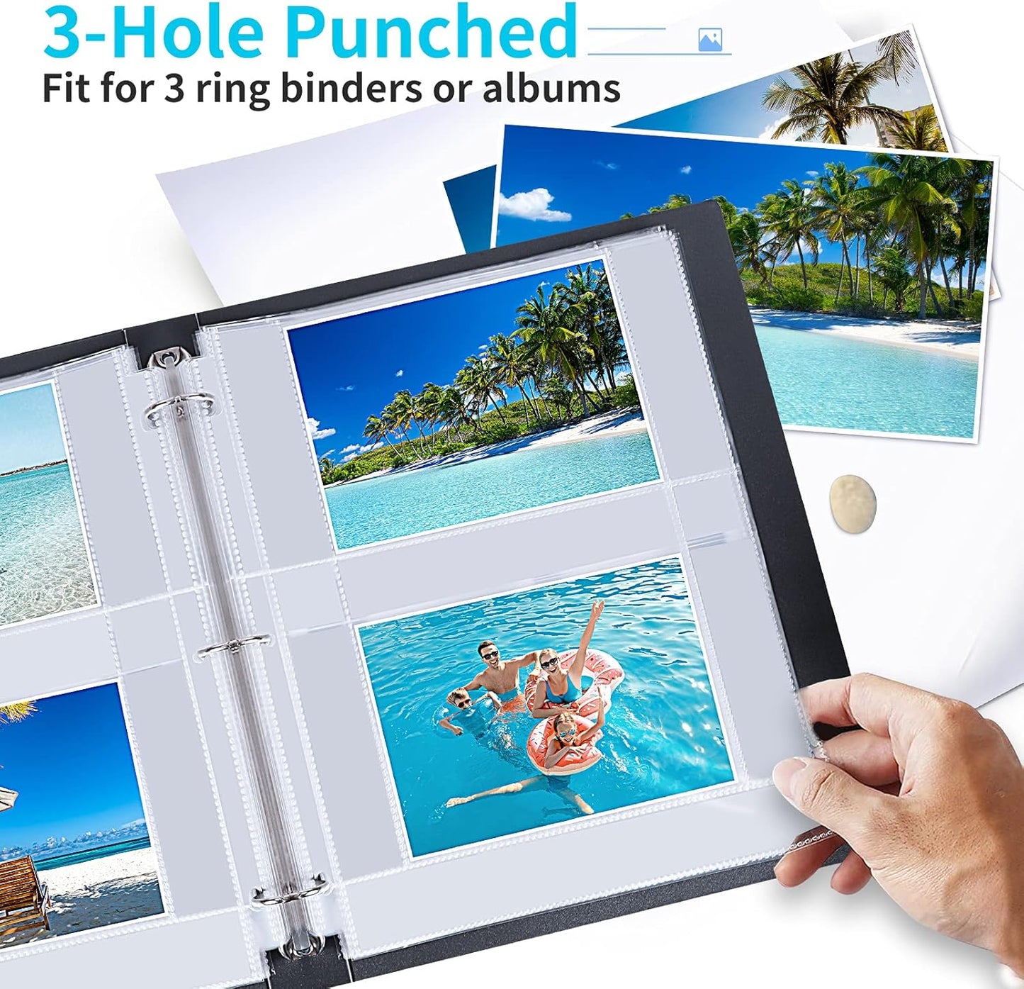 Fabmaker 30 Pack Photo Sleeves for 3 Ring Binder - (4x6, for 180 Photos), Archival Page Protectors, Clear Plastic Refill Pages, Postcard Sleeves, Acid-Free
