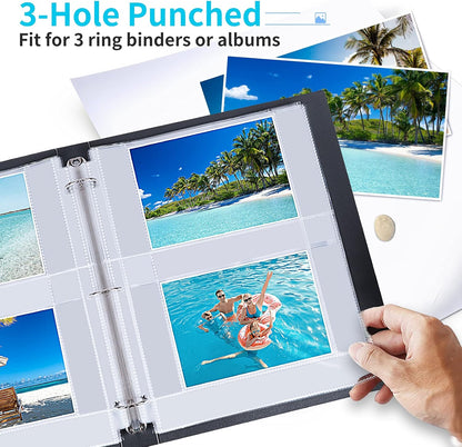 Fabmaker 30 Pack Photo Sleeves for 3 Ring Binder - (4x6, for 180 Photos), Archival Page Protectors, Clear Plastic Refill Pages, Postcard Sleeves, Acid-Free