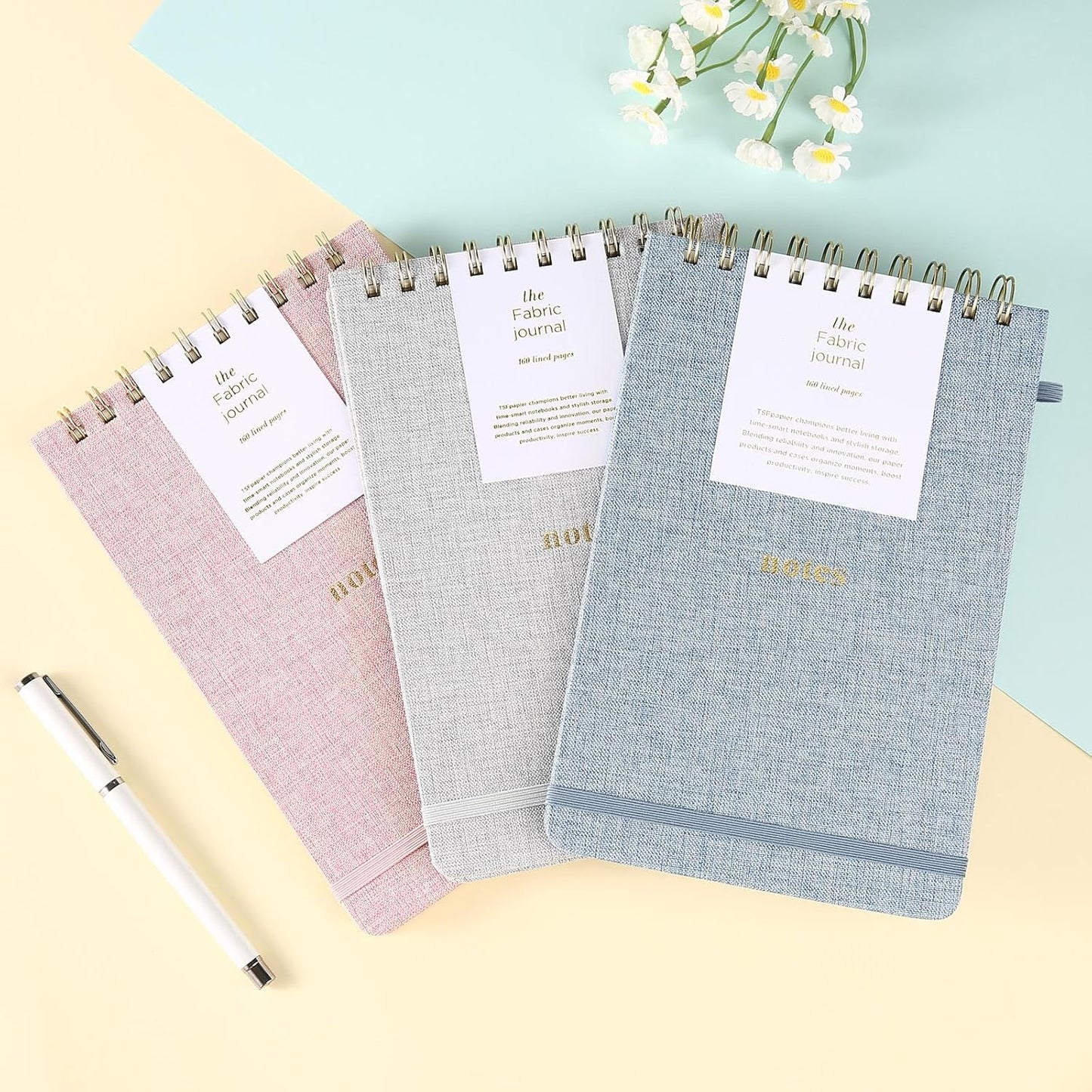 A5 Top Spiral Notebook – Hardcover Journal 160 Pages 100 GSM Thick Paper With Elastic Band & Pen Holder Steno Pads College Ruled Writing Notebooks for Work School Travel Pink