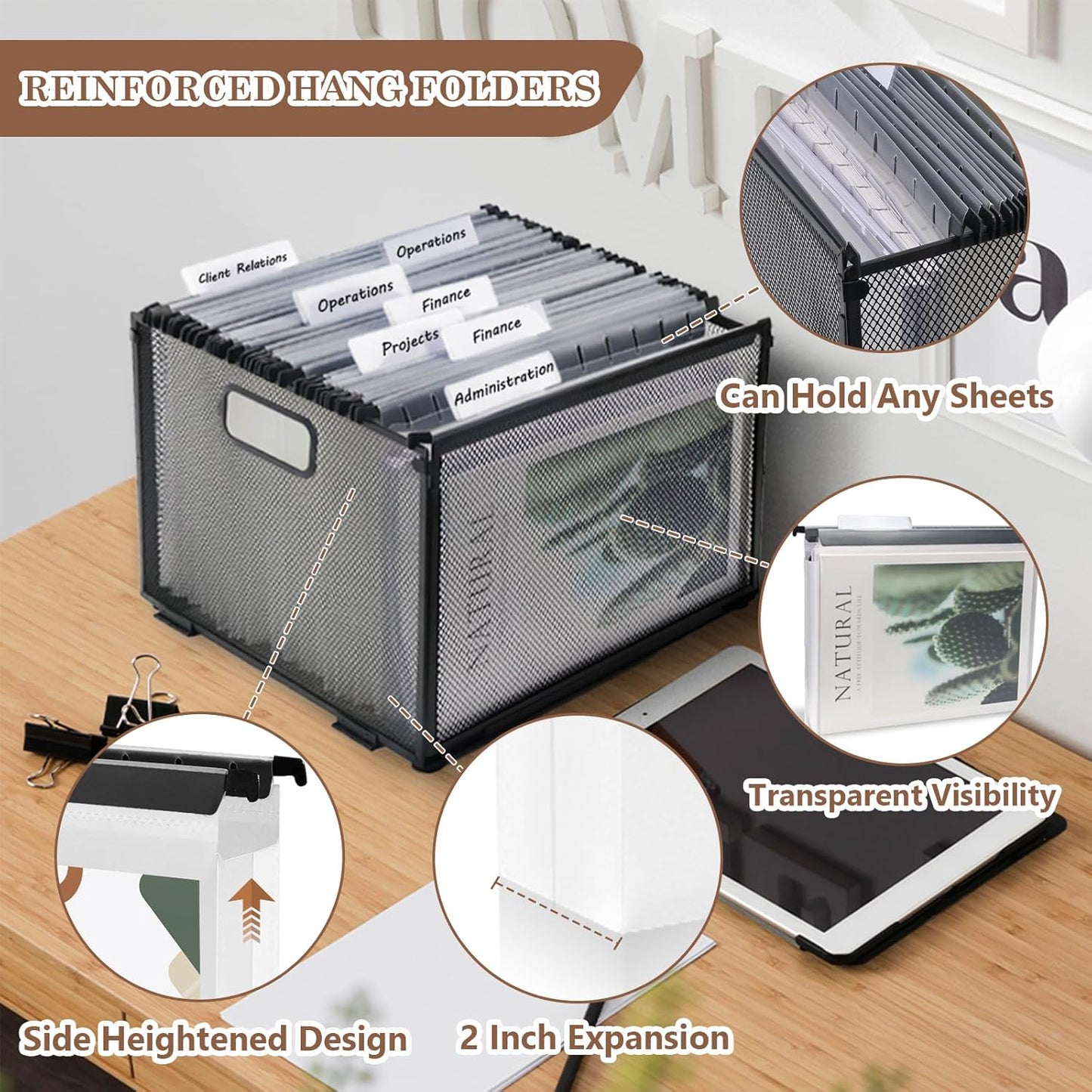 10 Pack Extra Capacity Hanging File Folders Letter Size Plastic File Folder Reinforced Tabs with Heavy Duty 2 Inch Expansion & Black Insert Gasket for Filing Cabinet Durable Hang Folders
