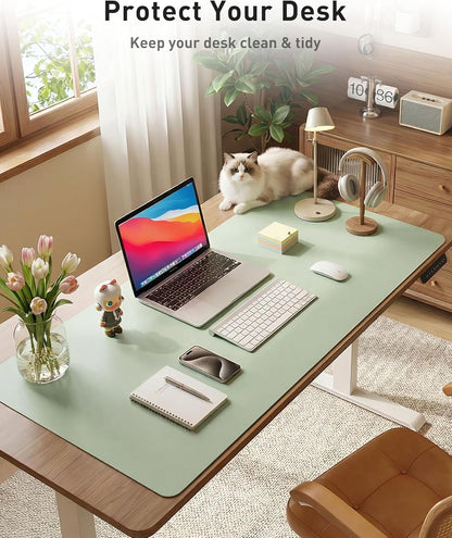 Aothia Leather Desk Pad Protector, Mouse Pad, Office Desk Mat, Non-Slip PU Leather Desk Blotter, Laptop Desk Pad, Waterproof Desk Writing Pad for Office and Home (Black,36" x 17") - Colors A