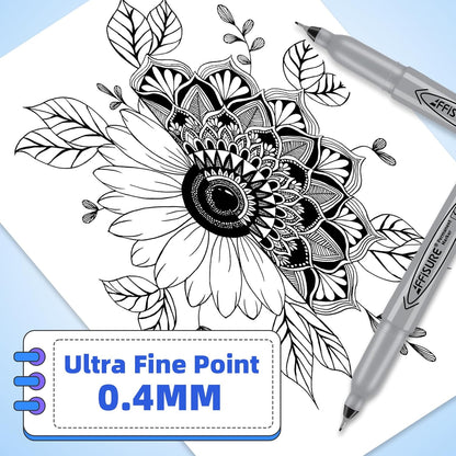 Permanent Markers, Ultra Fine Point, Black, 40 Count, 0.4mm, Fine tip permanent marker set, quick dry, waterproof, fading resists, durable, marks on paper, glass, ceramic, plastic, wood, rock, metal