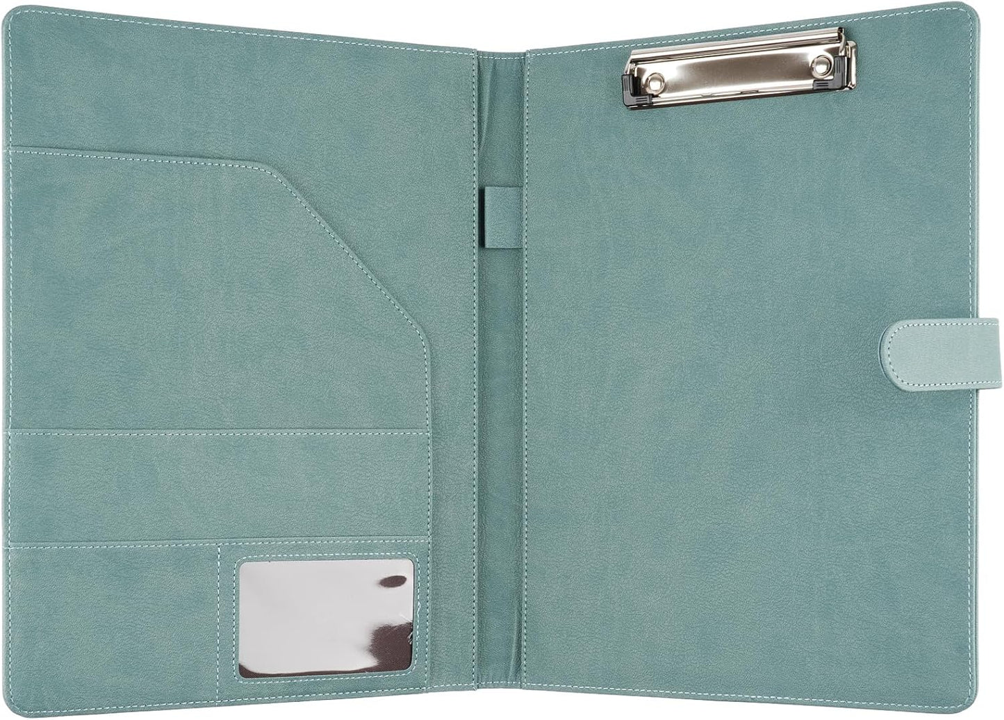 Professional Padfolio with Clipboard, Faux Leather Portfolio Folder Binder, Legal Pad Holder for A4 Letter Size Notepad, Resume, Writing Pad, Ideal Organizer for Business Office Conference, Black