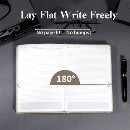 CAGIE Lined Journal for Men Women, Tree Growth Ring Leather Bound Journal Notebook, 256 Pages 100 GSM Journals for Writing, A5 Hardcover Journaling Notebooks for Work, Note Taking