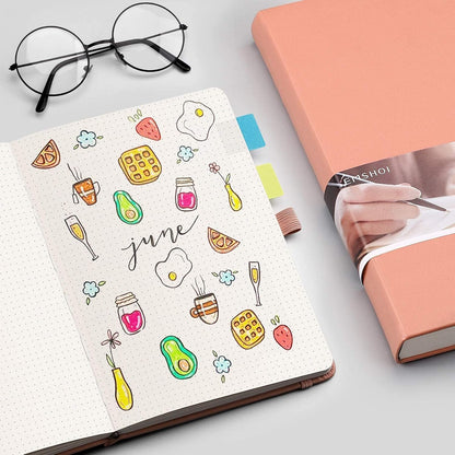 EMSHOI Graph Paper Notebook - 256 Pages A5 Graph Notebook/Journal, Hard Cover, 120gsm Thick Paper, Smooth PU Leather, Inner Pocket, 5.75'' × 8.38''-Black