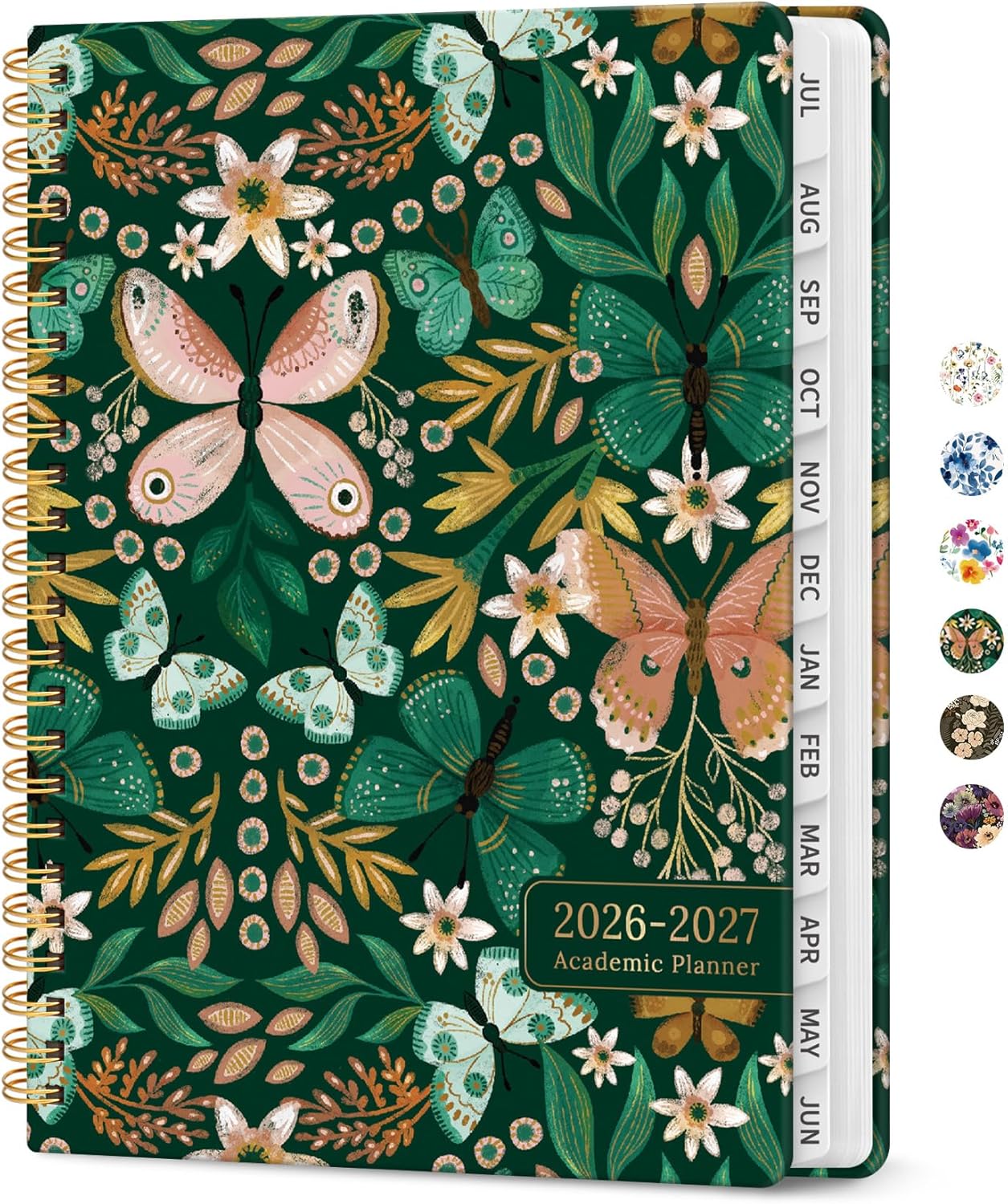 Planner 2026-2027, Academic Year Monthly and Weekly Calendar Planner, Jul 2026 - Jun 2027, Hardcover Teacher Student Planning Agenda book with Tabs, Perfect for School Office Supplies, 6.3" x 8.5" - Wildflowers