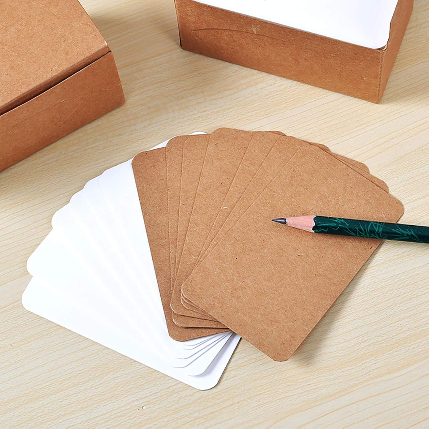 VANRA 300 Small Blank Cards 3.5x2 inches Color Cardstock Study Flash Cards Index Cards, Unruled with Rounded Corners (White, 300/Pack)