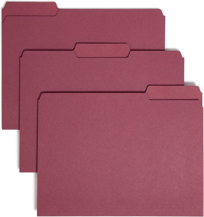 Smead Interior File Folder, 1/3-Cut Tab, Letter Size, Aqua, 100 per Box, Expandable File Folders for Filing Cabinet