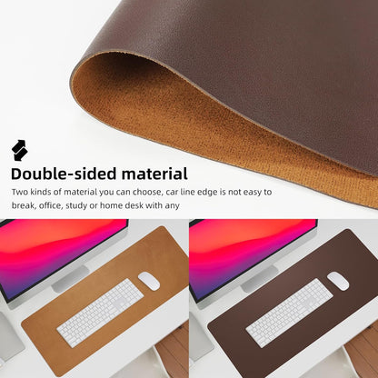 Large Desk Mat 47.2" x 17" Leather Desk Pad Protector with Natural Cork & PU Leather, Non-Slip Office Desk Mat, Large Mouse Pad, Waterproof Desk Blotter pad for Office&Home(Black)