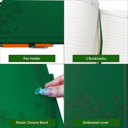 Notebook Journal for Women,A5 Hardcover Leather Journaling Notebooks for Work,200 Pages Travel Journal for Women Men with Pen Holder and Ribbon,5.78"×8.34"(Turquoise)