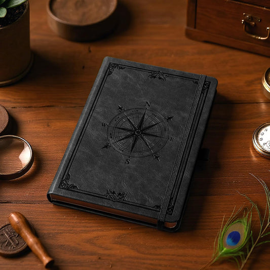 AHGXG Thick Journal Lined Notebook for Men - 320 Numbered Pages A5 College Ruled Notebook for Writing, 100gsm Paper, Vintage Leather Hardcover, for Women Work Office School, 5.75'' X 8.38''- Brown