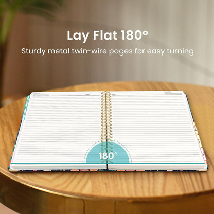 Large Lined Spiral Journal for Women Cute Hardcover 5 Subject Notebook for Work 8.5" x 11" with Removable Dividers & Tabs, College Ruled, 280 Pages Aesthetic Journal for Work, School & Note Taking, Garden of Whimsy
