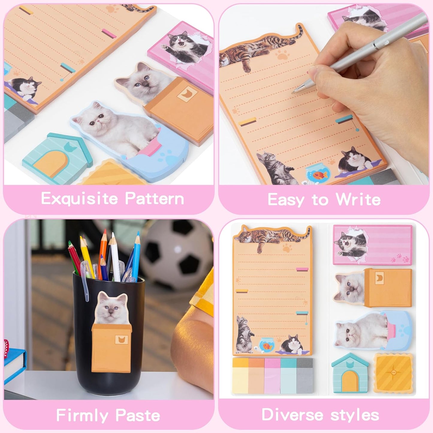 B1ykin Cute Sticky Notes Set - Stay Alive Skeleton Shaped Self-Stick Notes Pad, 550 Sheets Writing Memo Pages Sticky Notepad for Teacher Appreciation Gifts, School Office Supplies (Funny Skeleton) - Colors B